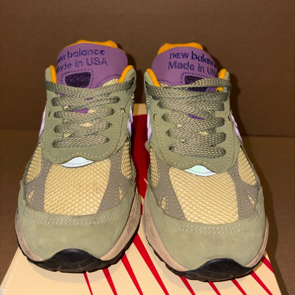 New Balance U993OL Olive and Lavender Sneakers